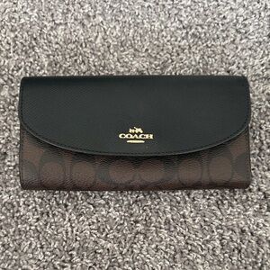 Coach Black and Brown Signature Wallet